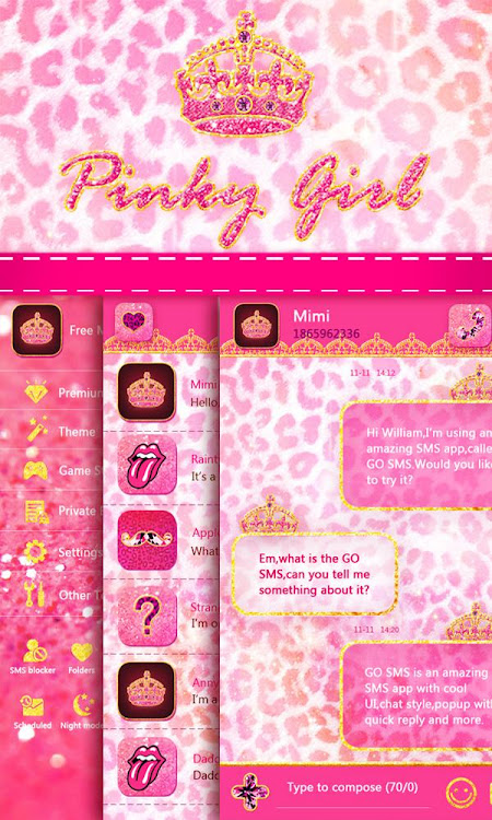 GO SMS PINKY GIRL THEME - 1.0 - (Android)