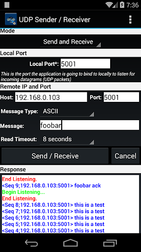 UDP Sender Receiver