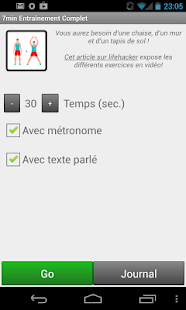 Capture d'ecran de l'application Android 7min Full Workout