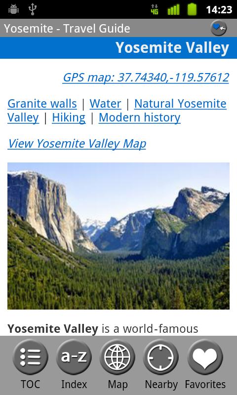 Yosemite NP - Guide &amp; Map Screen 3