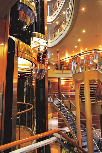 The abundance of space throughout the ship, including the Atrium here, will impress you during your stay on Seven Seas Navigator.