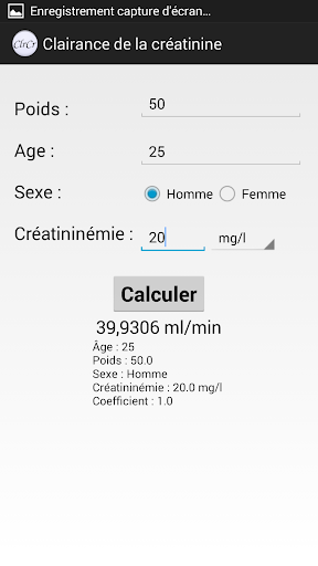 【免費健康App】Clairance de la créatinine-APP點子