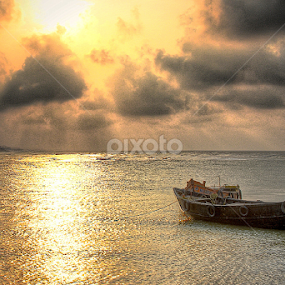 BOAT AT THE SEA by Ravi Kashyap - Transportation Boats