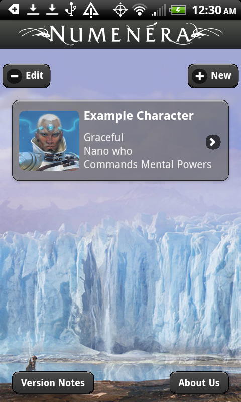 Android application Numenera Character Creator screenshort