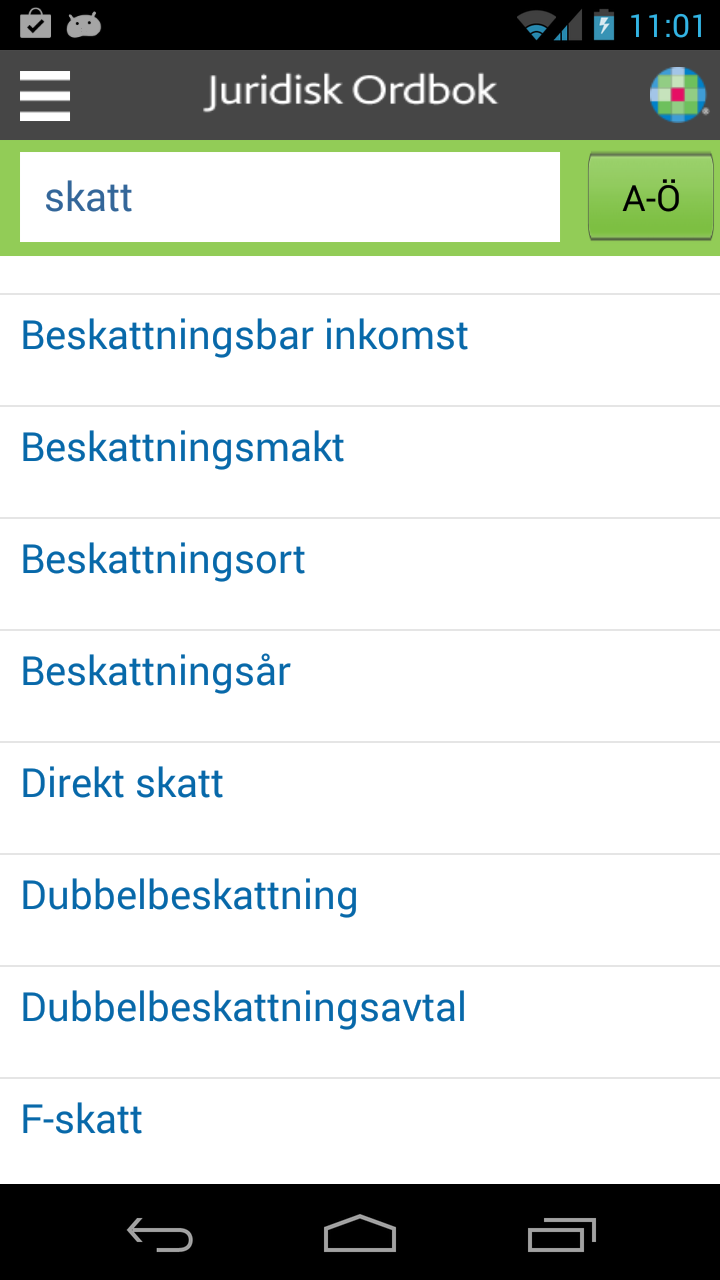 Android application Juridisk ordbok 2 screenshort