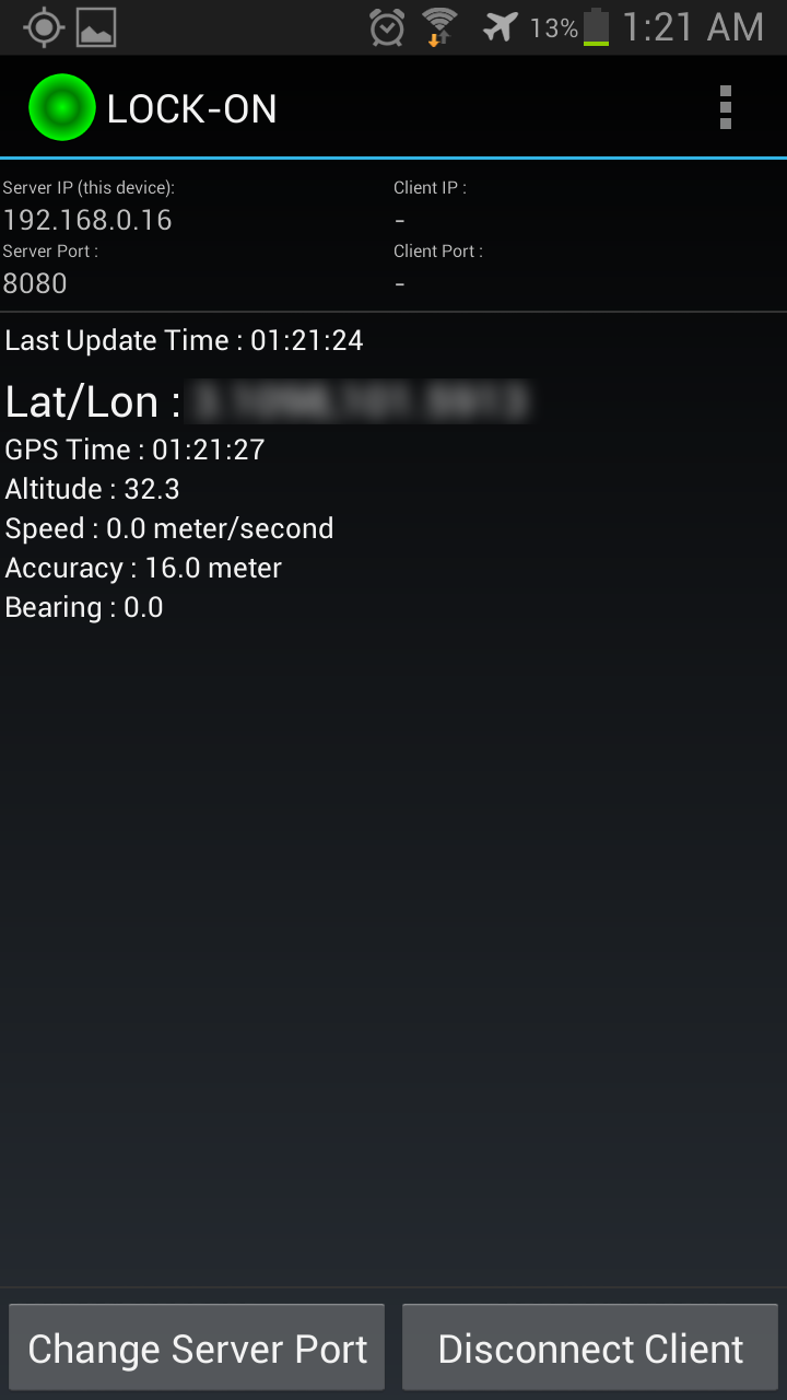 GPS Tether Server+ Screen 1