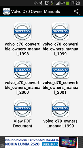 Volvo C70 Owner Manuals