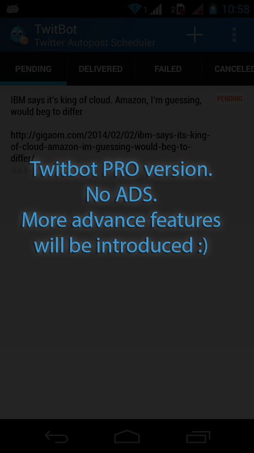 Android application Twitbot Pro Edition screenshort