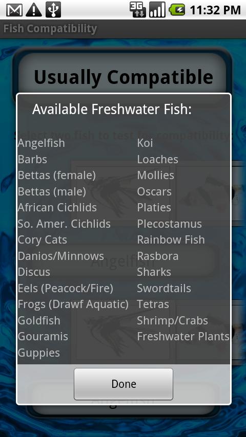Fish Compatibility Finder Screen 2