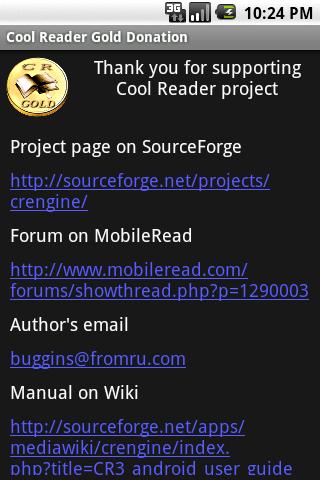 Android application Cool Reader Gold Donation screenshort