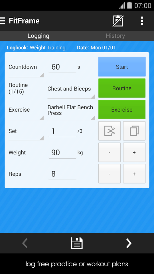 Fitness Workout Tracker Screen 1