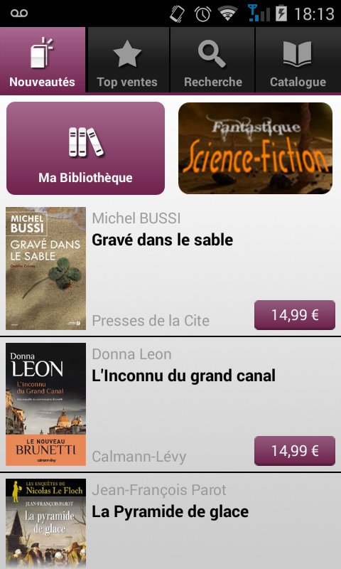 Android application Numilog eBook Reader screenshort