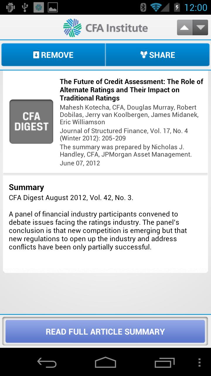 CFA Institute Mobile App Screen 3