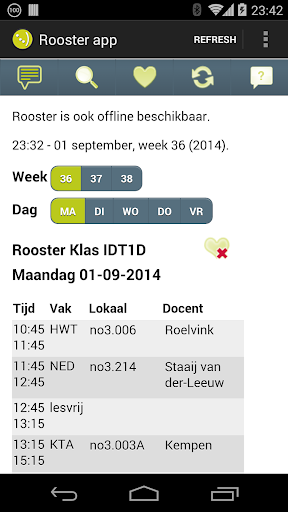 Rooster app - ROC van Twente