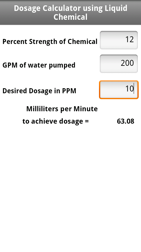    Dosage Calc - Water Treatment- screenshot  