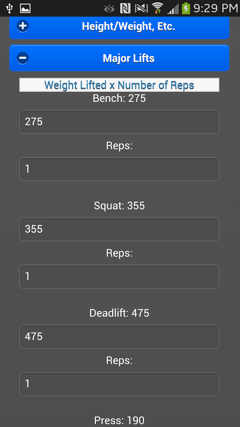 StrengthCalc Juiced Edition Screen 3