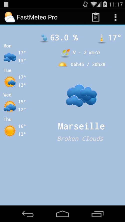 Android application Fast Meteo Pro screenshort