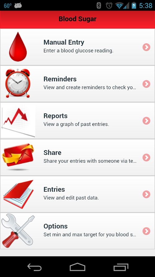 Android application Blood Sugar Tracker screenshort