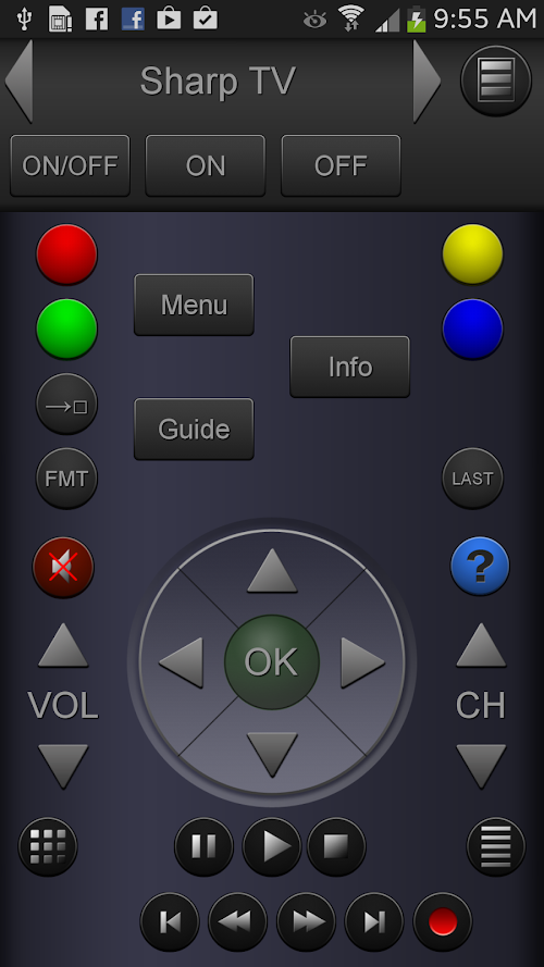 Android application ZappIR TV Remote PRO screenshort