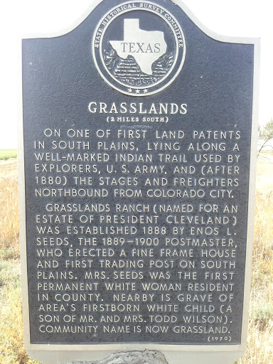 Grassland Historical Marker