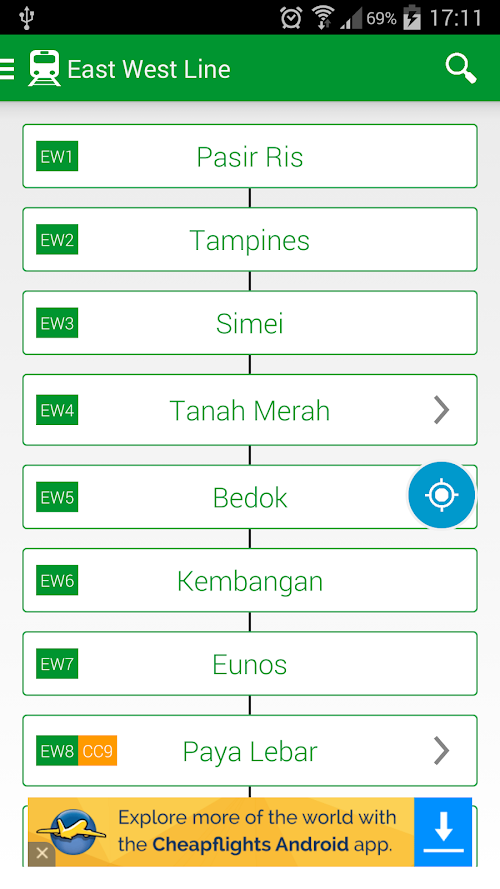 Android application SIN MRT (Singapore) screenshort