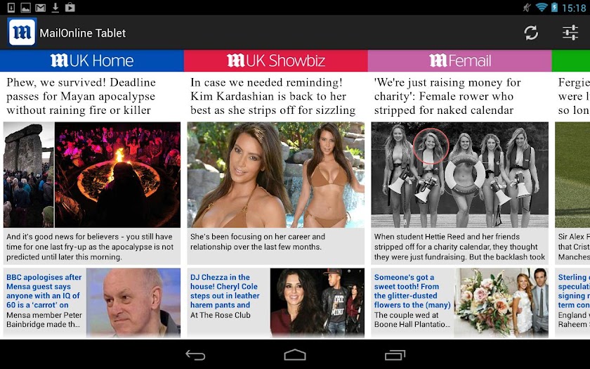 Daily Mail Online Tablet Screen 1