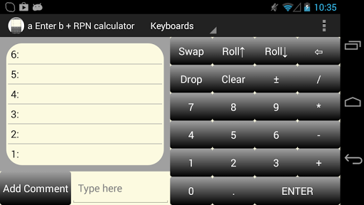 a Enter b RPN Calculator