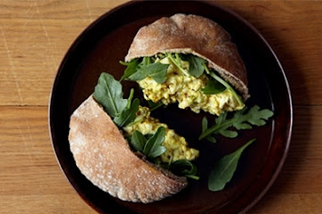 Curried Egg Salad Sandwiches with Pistachios and Arugula