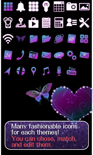 Butterfly Theme Violet Hearts 2.0.1 Windows u7528 3