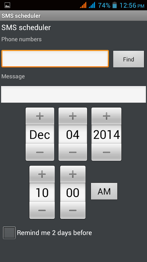    SMS Scheduler- screenshot  