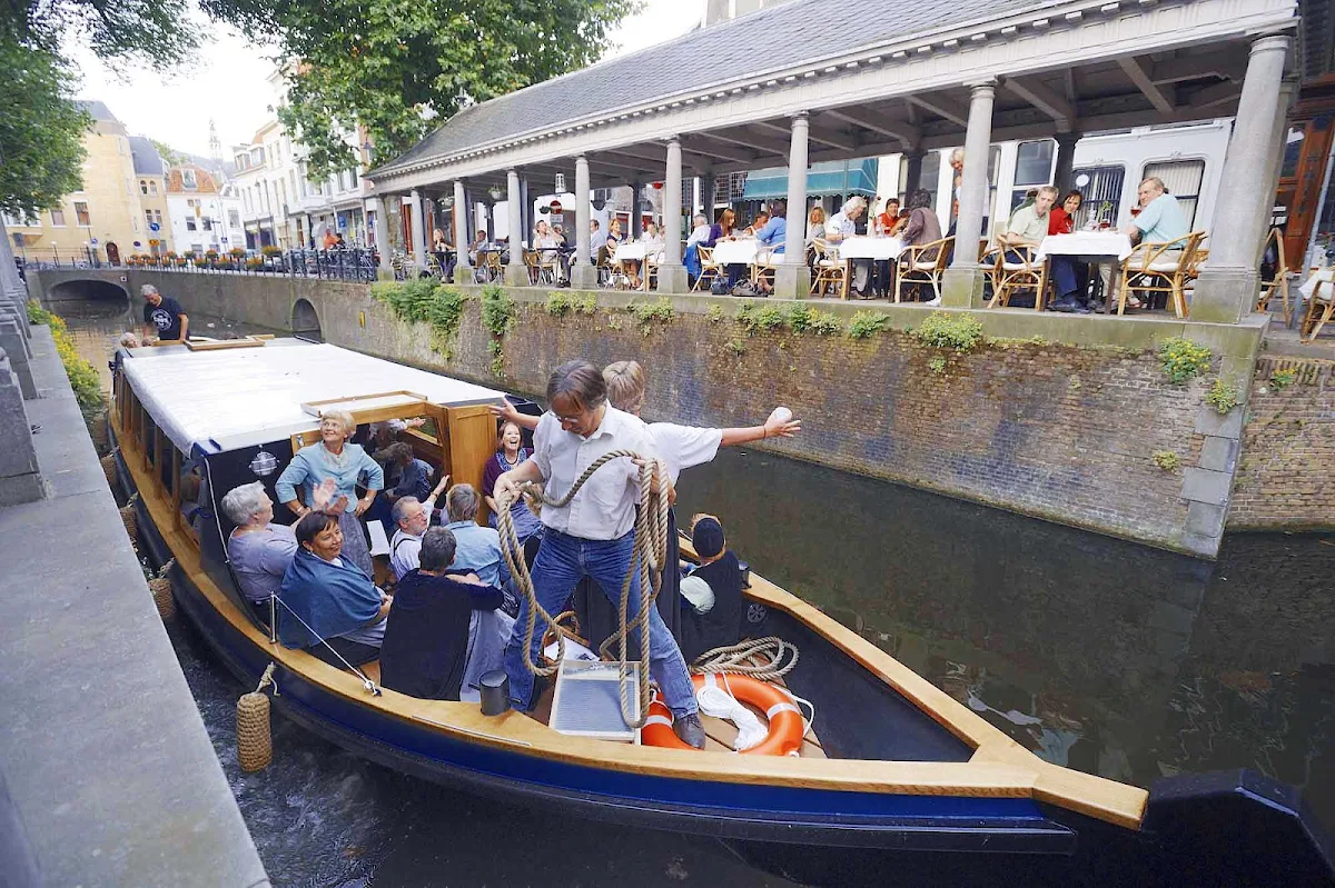 boat-Gouda-Holland - A boat on a canal in Gouda, the Netherlands. 