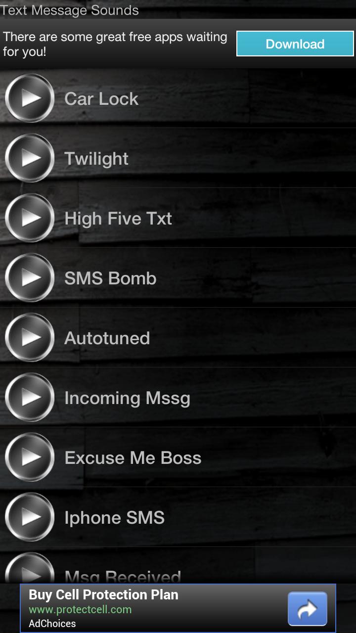 Android application Text Message Sounds screenshort