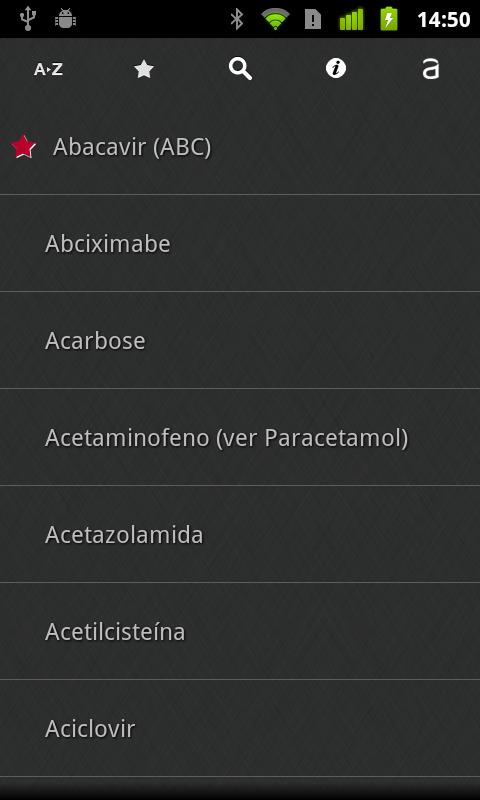 Android application Medicamentos de A a Z screenshort
