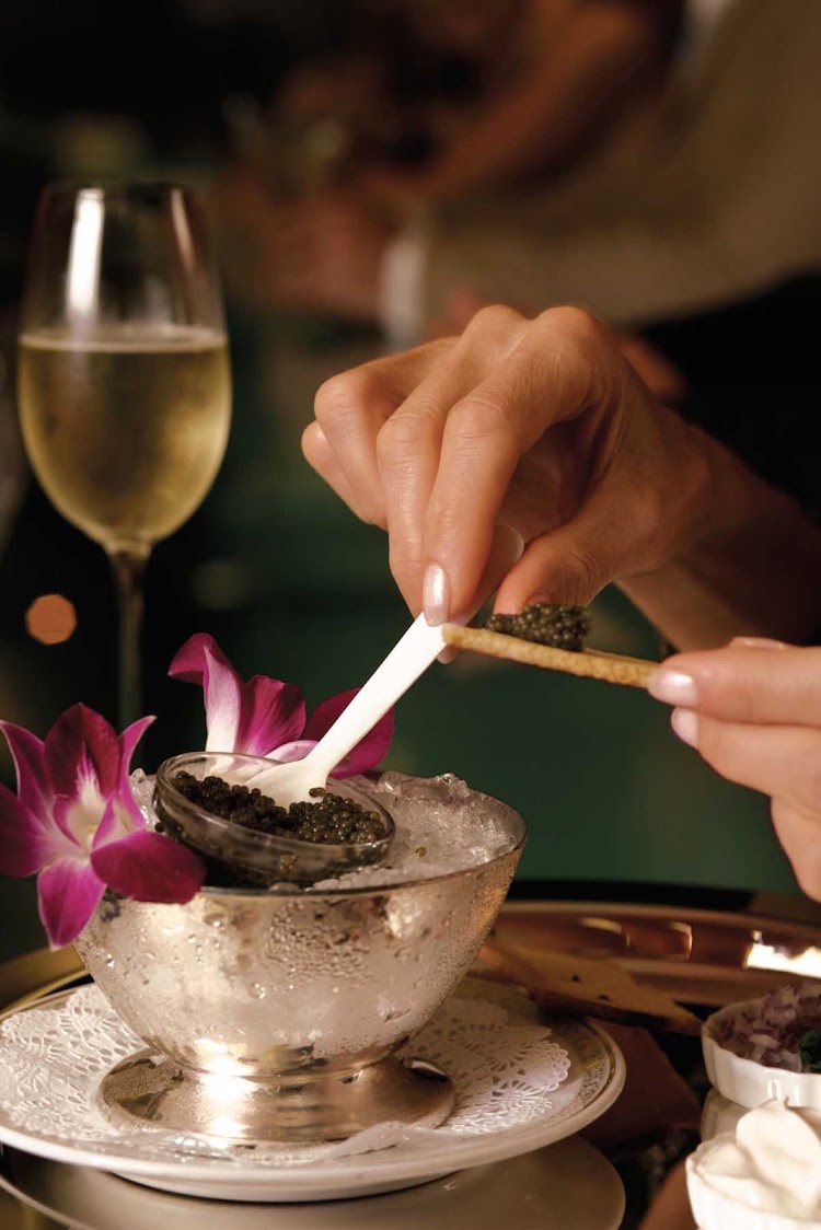 Caviar served during a Regent Seven Seas dining experience.