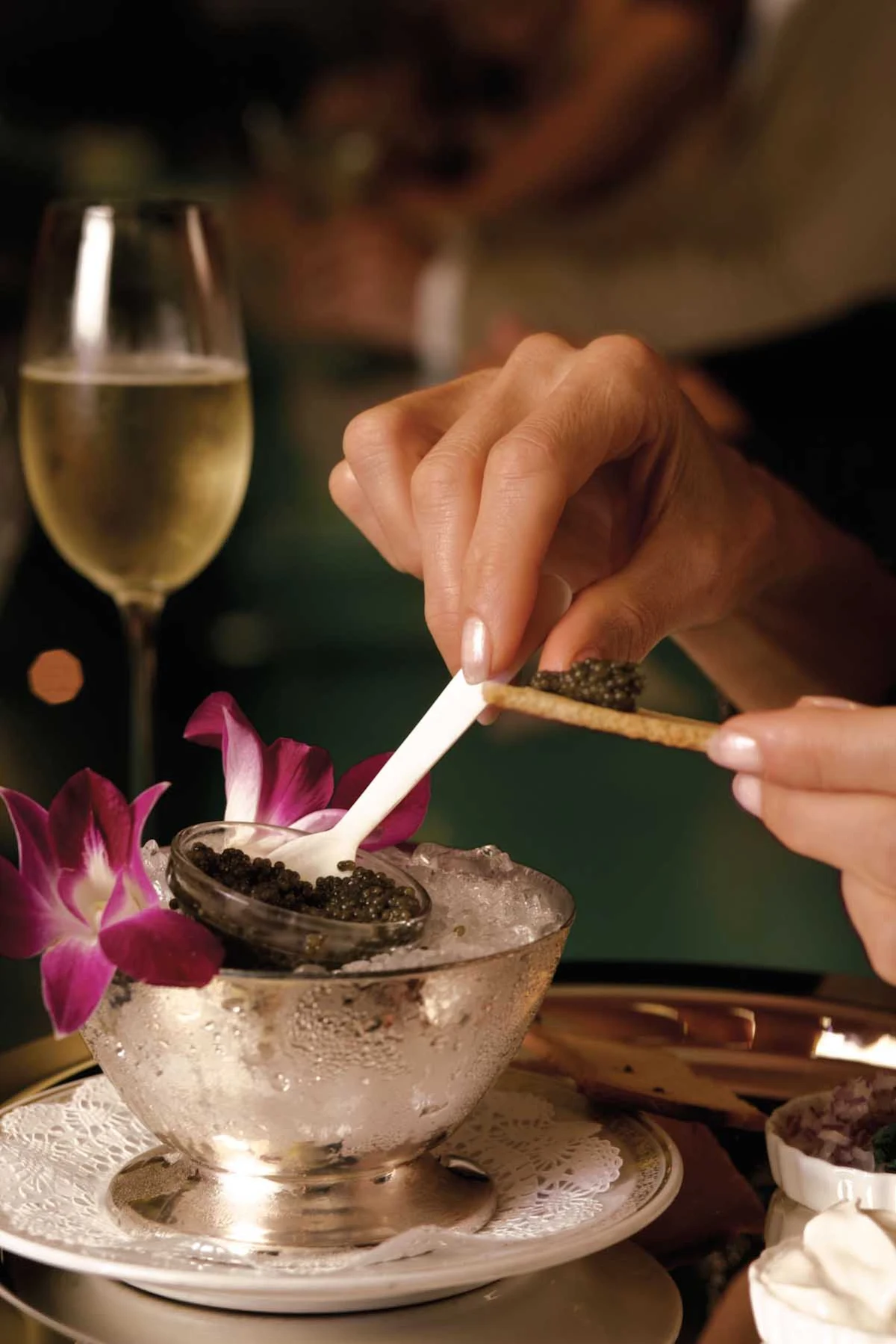 Regent-Seven-Seas-Caviar - Caviar served during a Regent Seven Seas dining experience.