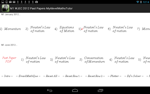 M1 Maths WJEC 2012 Revision PP