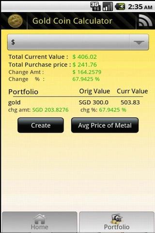 Gold Coin Price Calculator Screen 2