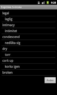 English Swedish Dictionary Screen 2