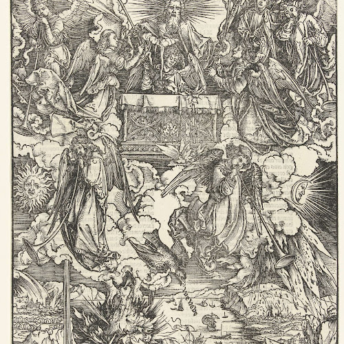 De zeven engelen met de bazuinen, Albrecht Dürer, 1511 - Rijksmuseum