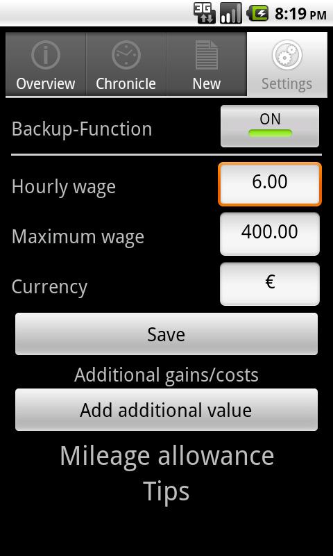 MiniJobber Screen 2