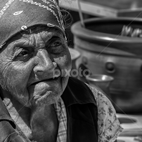 Old women at market by Valics Lehel - Black & White Portraits & People