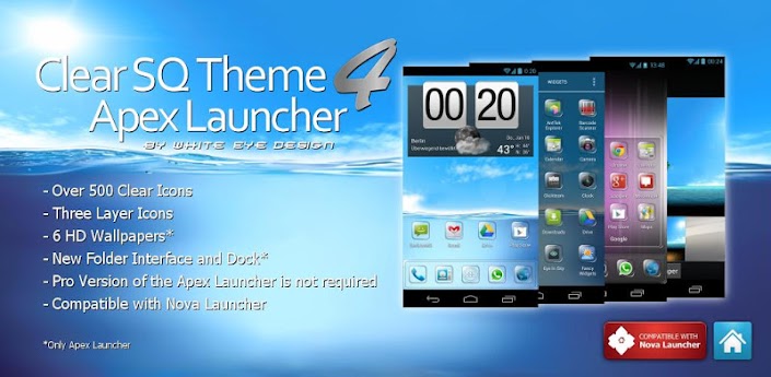 Clear SQ Theme 4 Apex Launcher