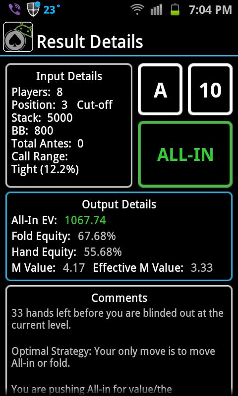 Holdem PushBot Screen 2