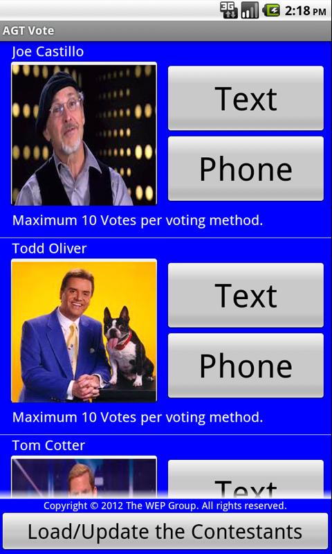 Android application AGT Vote screenshort