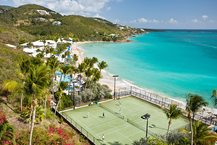 Tennis courts are beachside at the Morning Star Resort on St. Thomas, US Virgin Islands.