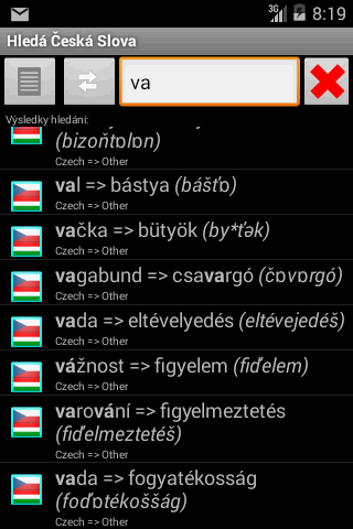 Dictionary Czech Hungarian