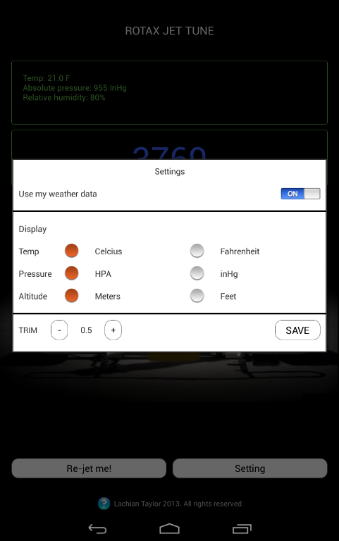 Rotax Jet Tune Screen 3