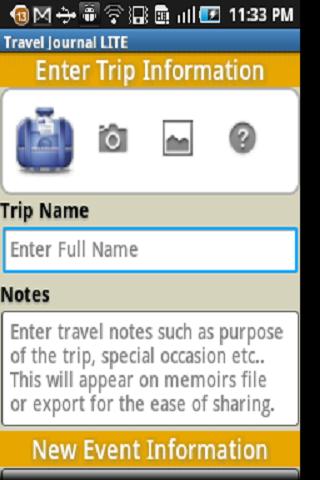 Android application Travel Budget &amp; Event Journal screenshort