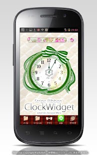 How to download ストライプリボンの時計ウィジェット☆ナチュラルグリーン lastet apk for pc