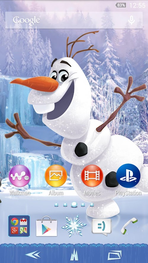 Android application XPERIA™ DisneyFrozenOlaf Theme screenshort